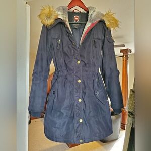 Ladies S Navy Blue Mid-length Coat